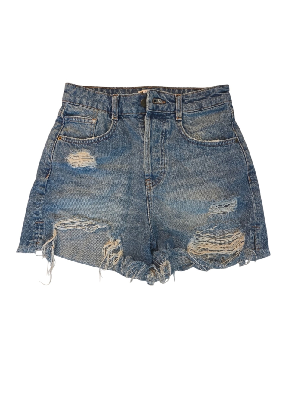 Zara Light Wash Distressed High-Rise Denim Shorts Size 2